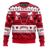 Hooktab NBA Chicago Bulls Custom Name And Number Ugly Christmas Sweater