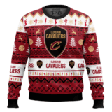 Hooktab NBA Cleveland Cavaliers Custom Name And Number Ugly Christmas Sweater