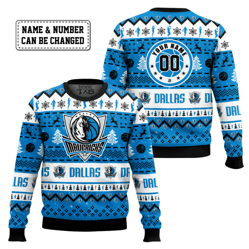 Hooktab NBA Dallas Mavericks Custom Name And Number Ugly Christmas Sweater Hooktab NBA Dallas Mavericks Custom Name And Number Ugly Christmas Sweater