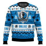 Hooktab NBA Dallas Mavericks Custom Name And Number Ugly Christmas Sweater
