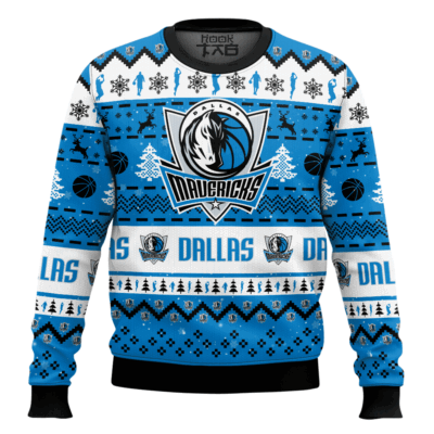 Hooktab NBA Dallas Mavericks Custom Name And Number Ugly Christmas Sweater