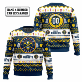Hooktab NBA Denver Nuggets Custom Name And Number Ugly Christmas Sweater