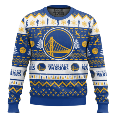 Hooktab NBA Golden State Warriors Custom Name And Number Ugly Christmas Sweater