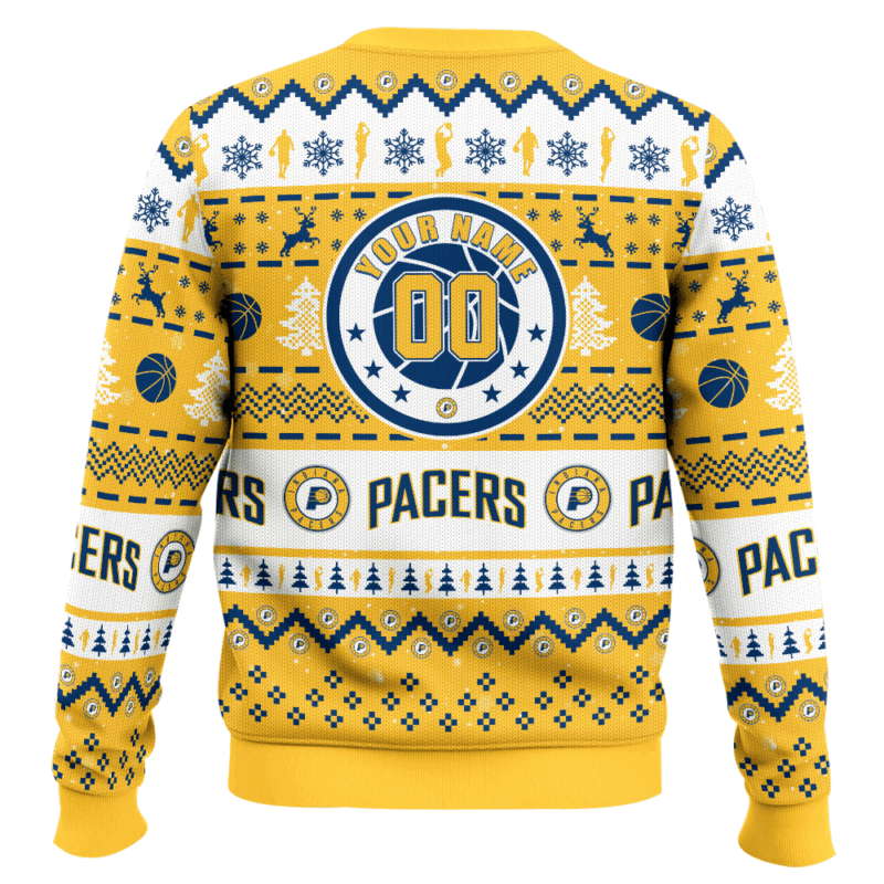 Hooktab NBA Indiana Pacers Custom Name And Number Ugly Christmas Sweater Hooktab NBA Indiana Pacers Custom Name And Number Ugly Christmas Sweater