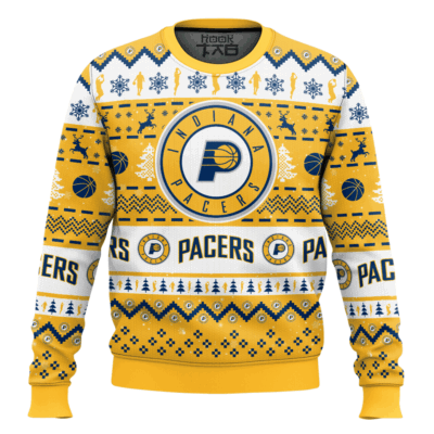 Hooktab NBA Indiana Pacers Custom Name And Number Ugly Christmas Sweater