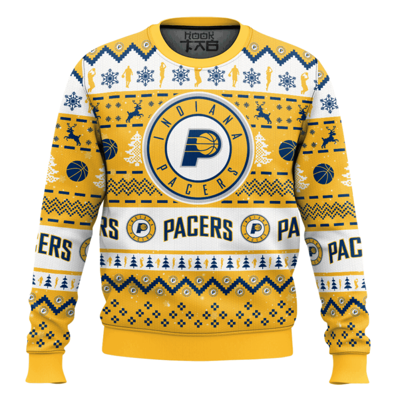 Hooktab NBA Indiana Pacers Custom Name And Number Ugly Christmas Sweater