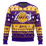 Hooktab NBA Los Angeles Lakers Custom Name And Number Ugly Christmas Sweater