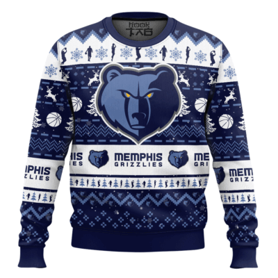 Hooktab NBA Memphis Grizzlies Custom Name And Number Ugly Christmas Sweater