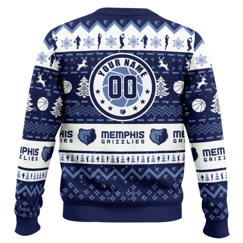 Hooktab NBA Memphis Grizzlies Custom Name And Number Ugly Christmas Sweater Hooktab NBA Memphis Grizzlies Custom Name And Number Ugly Christmas Sweater