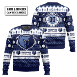 Hooktab NBA Memphis Grizzlies Custom Name And Number Ugly Christmas Sweater