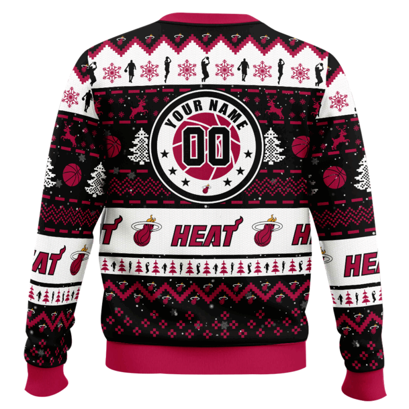 Hooktab NBA Miami Heat Custom Name And Number Ugly Christmas Sweater Hooktab NBA Miami Heat Custom Name And Number Ugly Christmas Sweater