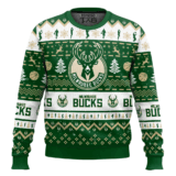 Hooktab NBA Milwaukee Bucks Custom Name And Number Ugly Christmas Sweater