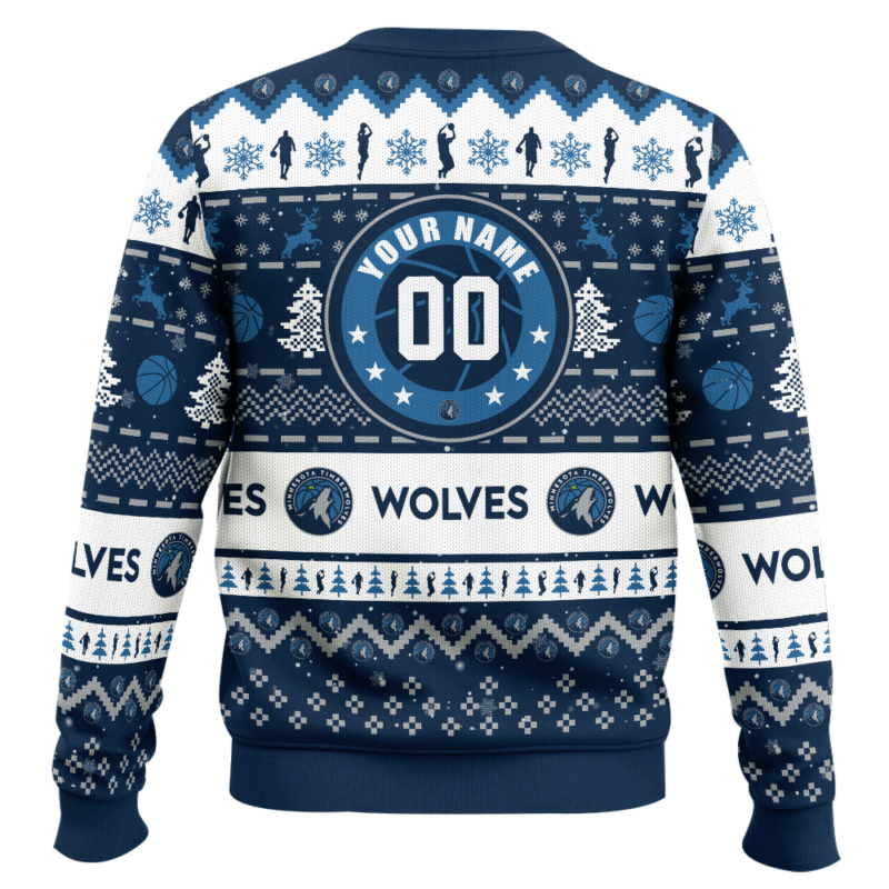 Hooktab NBA Minnesota Timberwolves Custom Name And Number Ugly Christmas Sweater Hooktab NBA Minnesota Timberwolves Custom Name And Number Ugly Christmas Sweater