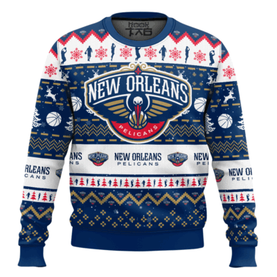 Hooktab NBA New Orleans Pelicans Custom Name And Number Ugly Christmas Sweater