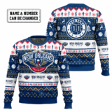 Hooktab NBA New Orleans Pelicans Custom Name And Number Ugly Christmas Sweater