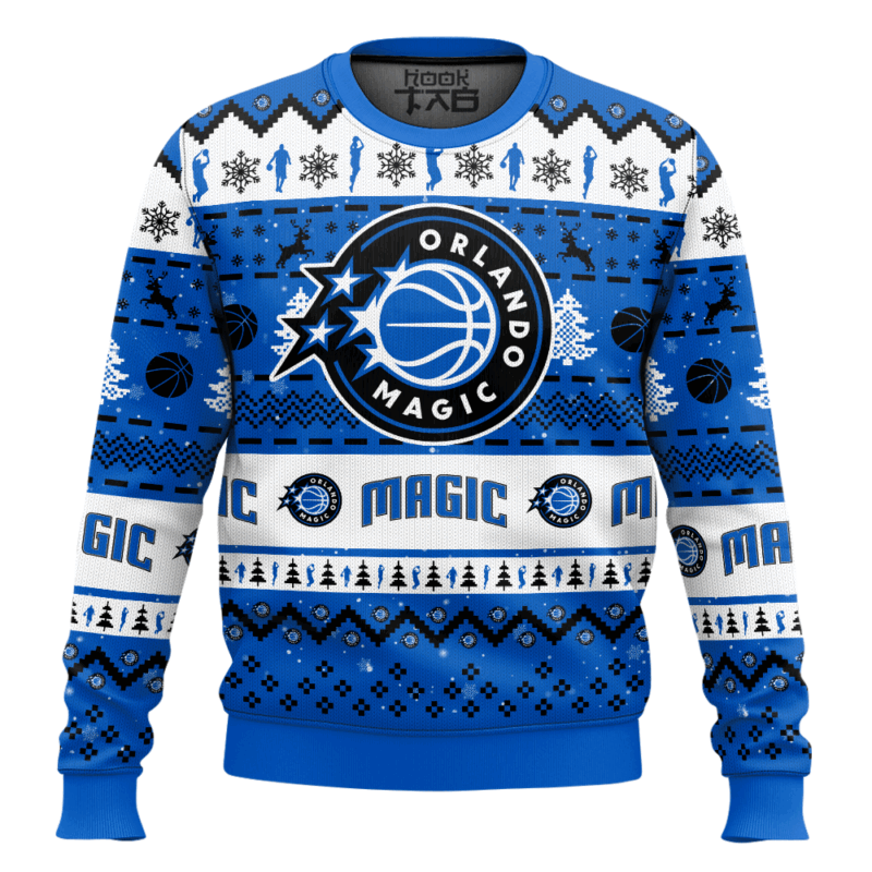 Hooktab NBA Orlando Magic Custom Name And Number Ugly Christmas Sweater