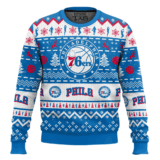Hooktab NBA Philadelphia 76ers Custom Name And Number Ugly Christmas Sweater