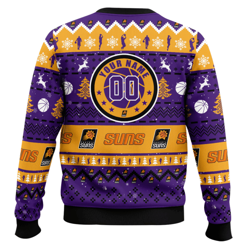 Hooktab NBA Phoenix Suns Custom Name And Number Ugly Christmas Sweater Hooktab NBA Phoenix Suns Custom Name And Number Ugly Christmas Sweater