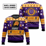 Hooktab NBA Phoenix Suns Custom Name And Number Ugly Christmas Sweater