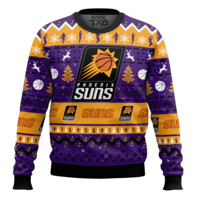Hooktab NBA Phoenix Suns Custom Name And Number Ugly Christmas Sweater