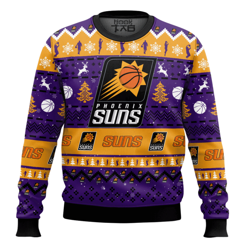 Hooktab NBA Phoenix Suns Custom Name And Number Ugly Christmas Sweater