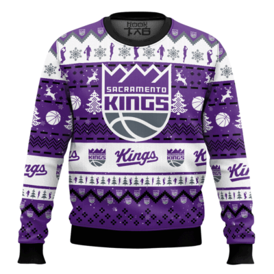 Hooktab NBA Sacramento Kings Custom Name And Number Ugly Christmas Sweater
