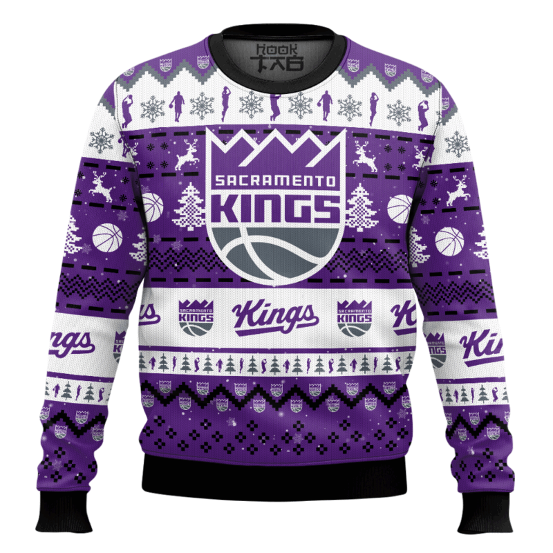 Hooktab NBA Sacramento Kings Custom Name And Number Ugly Christmas Sweater