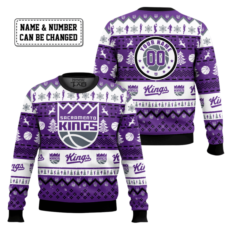 Hooktab NBA Sacramento Kings Custom Name And Number Ugly Christmas Sweater Hooktab NBA Sacramento Kings Custom Name And Number Ugly Christmas Sweater