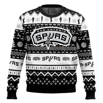 Hooktab NBA San Antonio Spurs Custom Name And Number Ugly Christmas Sweater