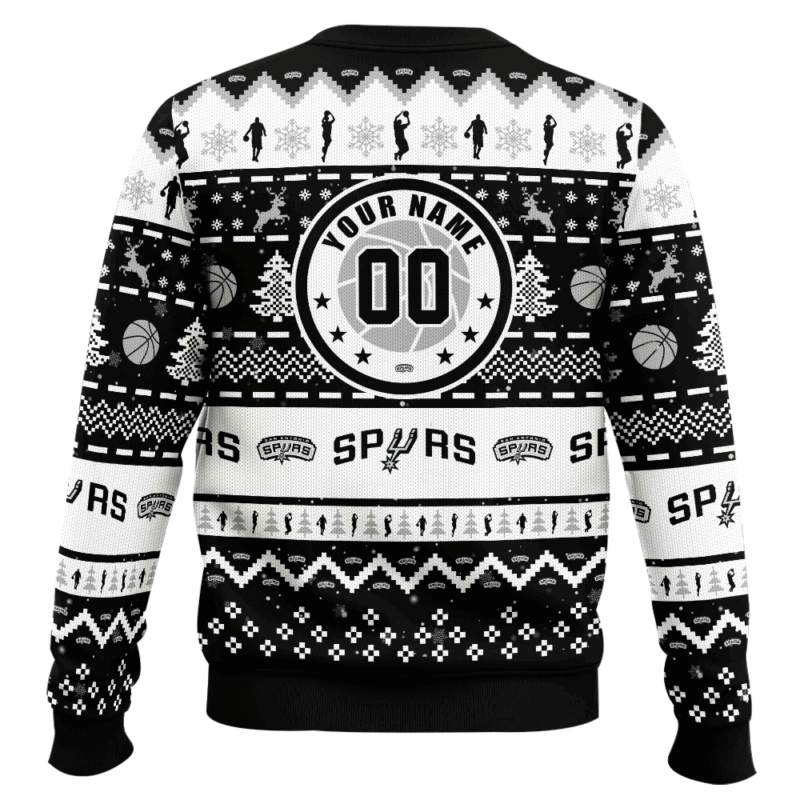 Hooktab NBA San Antonio Spurs Custom Name And Number Ugly Christmas Sweater Hooktab NBA San Antonio Spurs Custom Name And Number Ugly Christmas Sweater