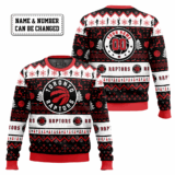 Hooktab NBA Toronto Raptors Custom Name And Number Ugly Christmas Sweater