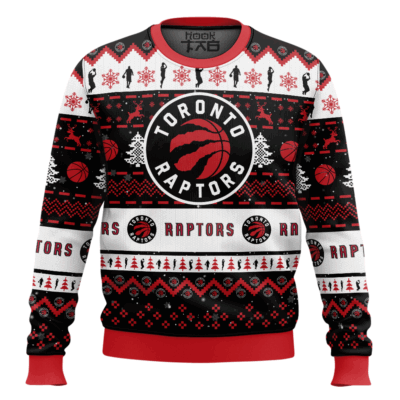 Hooktab NBA Toronto Raptors Custom Name And Number Ugly Christmas Sweater