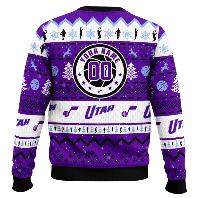 Hooktab NBA Utah Jazz Custom Name And Number Ugly Christmas Sweater Hooktab NBA Utah Jazz Custom Name And Number Ugly Christmas Sweater