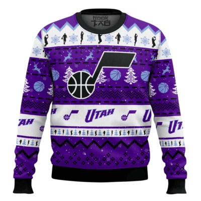 Hooktab NBA Utah Jazz Custom Name And Number Ugly Christmas Sweater
