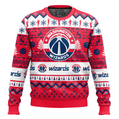 Hooktab NBA Washington Wizards Custom Name And Number Ugly Christmas Sweater