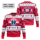 Hooktab NBA Washington Wizards Custom Name And Number Ugly Christmas Sweater