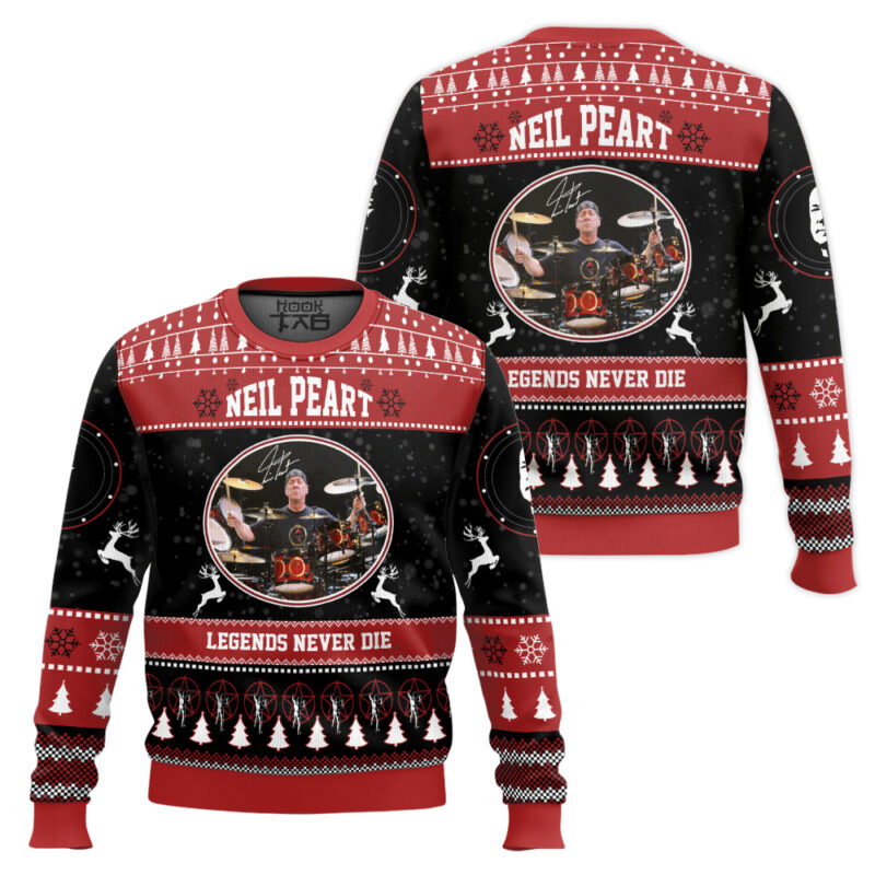 Hooktab Neil Peart Legend Never Die Ugly Christmas Sweater Hooktab Neil Peart Legend Never Die Ugly Christmas Sweater