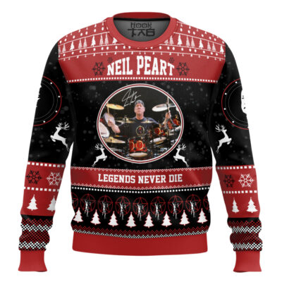 Hooktab Neil Peart Legend Never Die Ugly Christmas Sweater