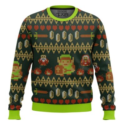 Hooktab NES Zelda Adventure Of Link Ugly Christmas Sweater