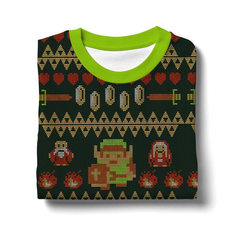 Hooktab NES Zelda Adventure Of Link Ugly Christmas Sweater Hooktab NES Zelda Adventure Of Link Ugly Christmas Sweater