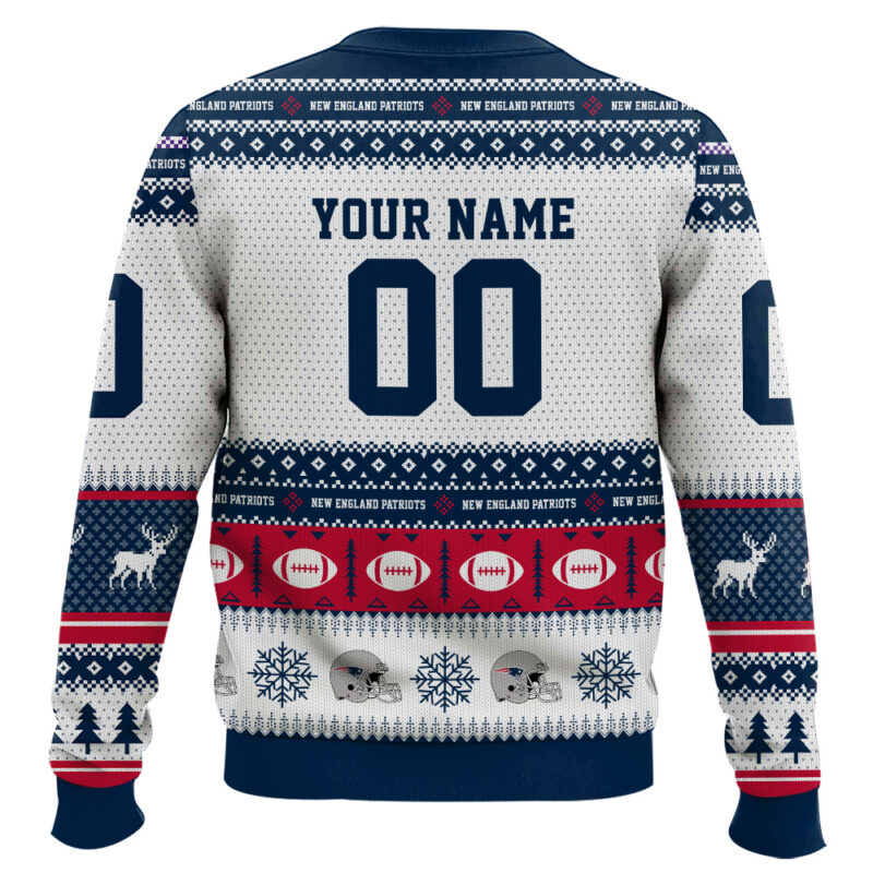 Hooktab New England Patriots - Custom Name And Number Ugly Sweater Hooktab New England Patriots - Custom Name And Number Ugly Sweater