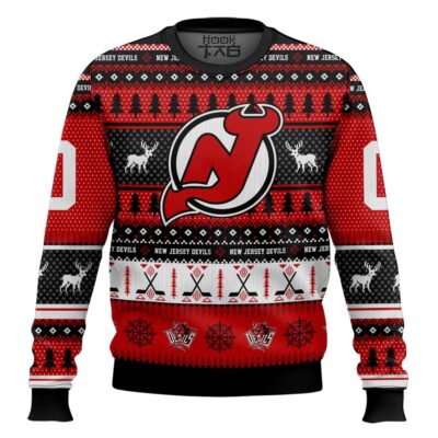 Hooktab New Jersey Devils - Custom Name And Number Ugly Sweater