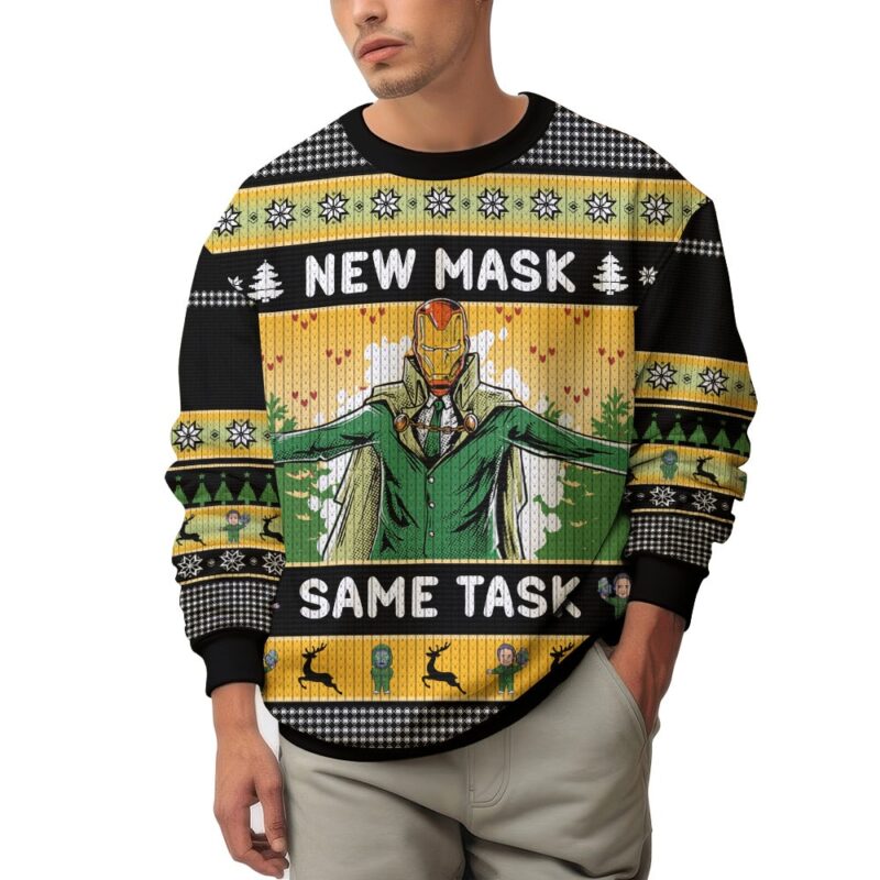 Hooktab New Mask Same Task Iron Man Ugly Christmas Sweater Hooktab New Mask Same Task Iron Man Ugly Christmas Sweater