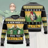 Hooktab New Mask Same Task Iron Man Ugly Christmas Sweater