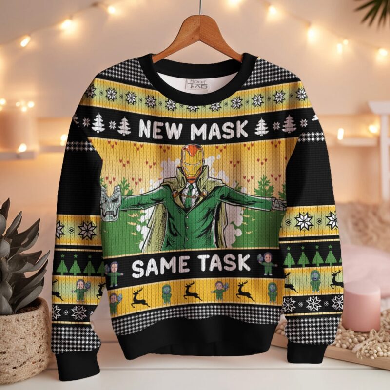 Hooktab New Mask Same Task Iron Man Ugly Christmas Sweater Hooktab New Mask Same Task Iron Man Ugly Christmas Sweater