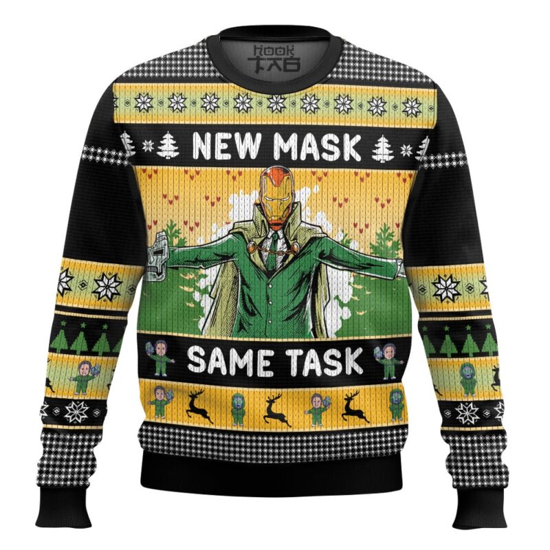 Hooktab New Mask Same Task Iron Man Ugly Christmas Sweater