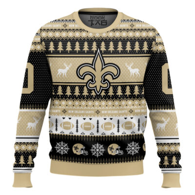 Hooktab New Orleans Saints - Custom Name And Number Ugly Sweater
