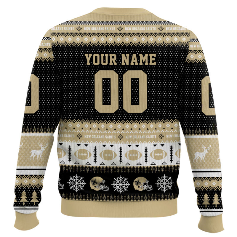 Hooktab New Orleans Saints - Custom Name And Number Ugly Sweater Hooktab New Orleans Saints - Custom Name And Number Ugly Sweater