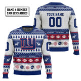 Hooktab New York Giants - Custom Name And Number Ugly Sweater