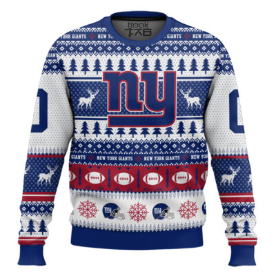 Hooktab New York Giants - Custom Name And Number Ugly Sweater